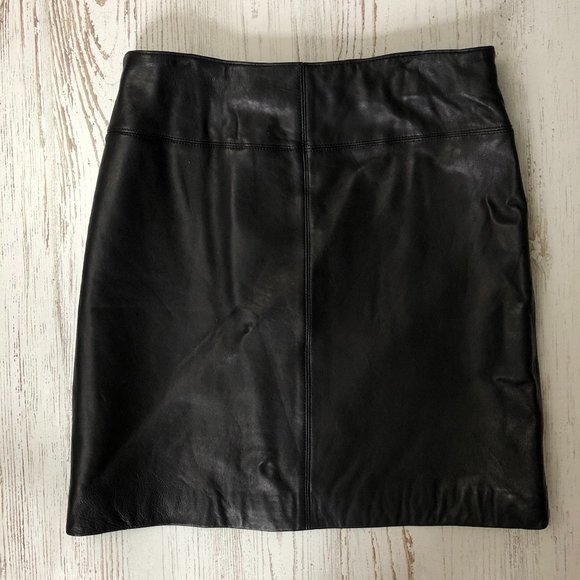 Vintage Black Leather A-Line Skirt - Picture 1 of 5